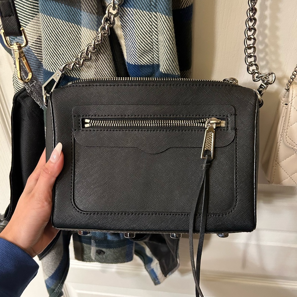 Rebecca minkoff black crossbody purse silver chain